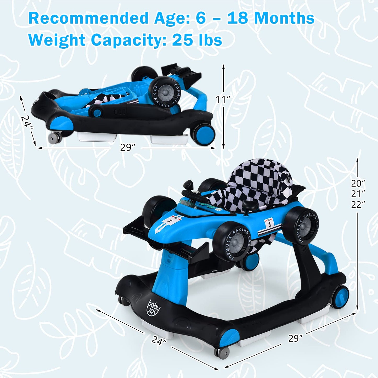 Baby Joy 4-in-1 walker in push-behind mode for toddlers