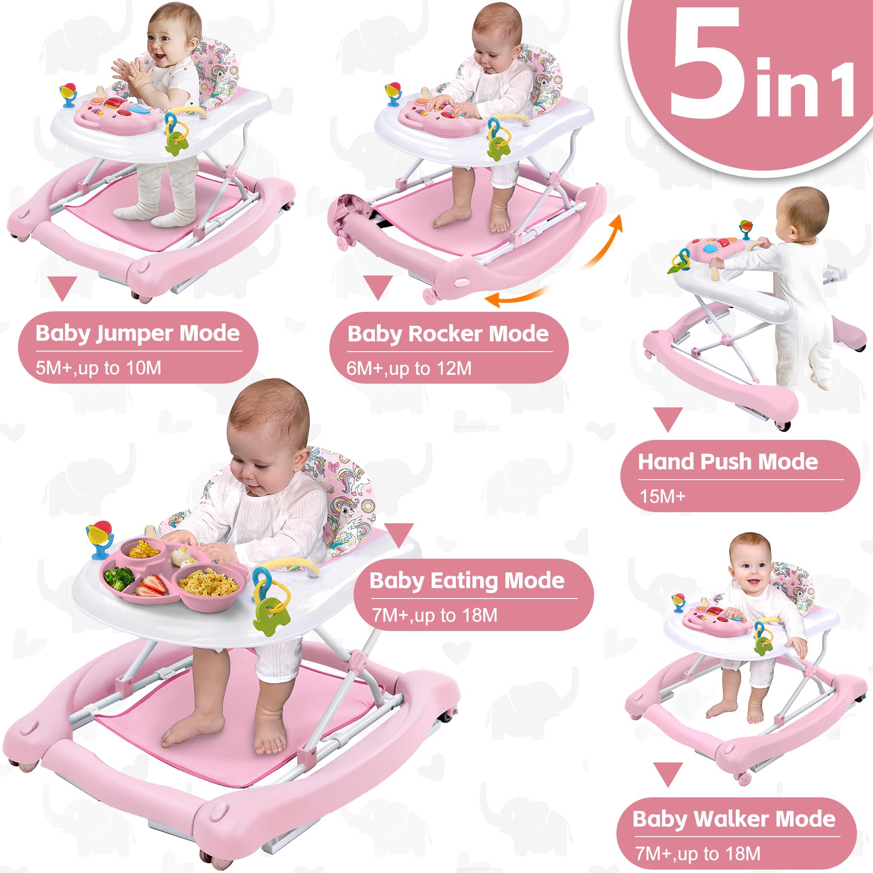 Pawtong baby walker converted into rocker mode
