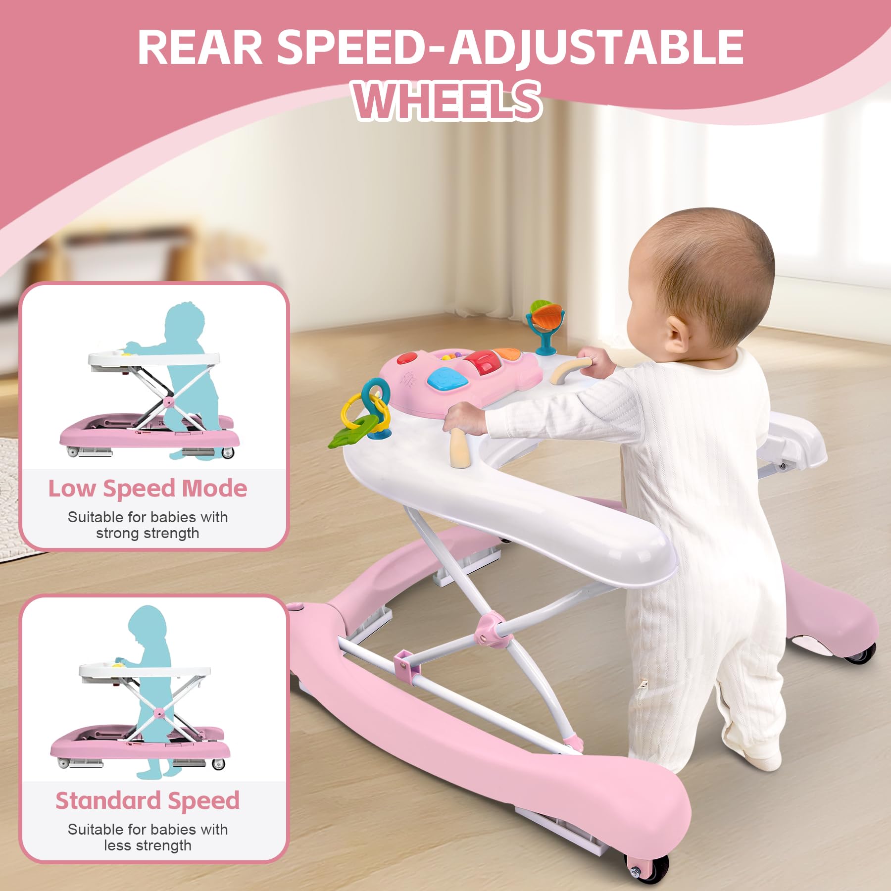 Interactive musical toy tray on Pawtong baby walker