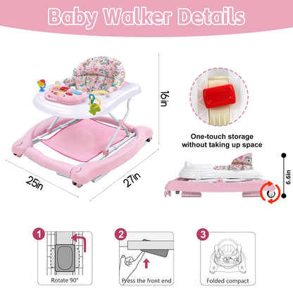 Folded Howeemo baby walker demonstrating compact storage design