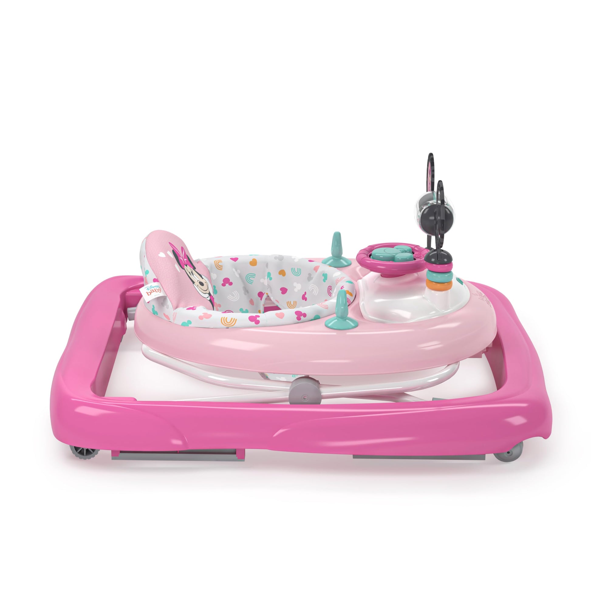 Baby using Minnie Mouse walker interactive steering wheel