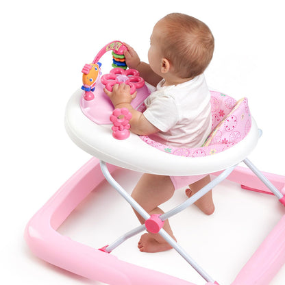 Bright Starts walker folded flat for compact storage