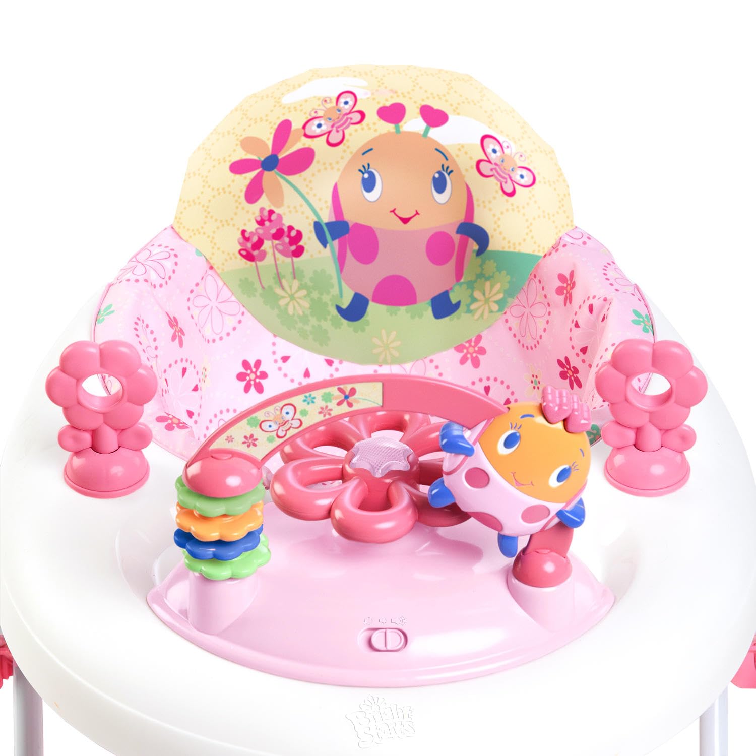 Close up of steering wheel toy on baby walker