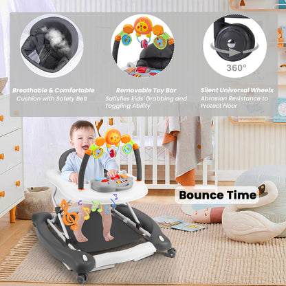 Detail view of musical toy tray on Boyro Baby walker