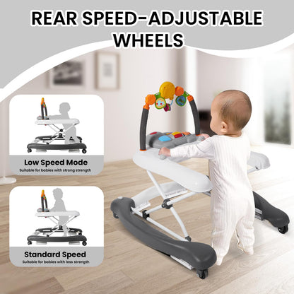 Rear view of Boyro Baby walker with safety wheels