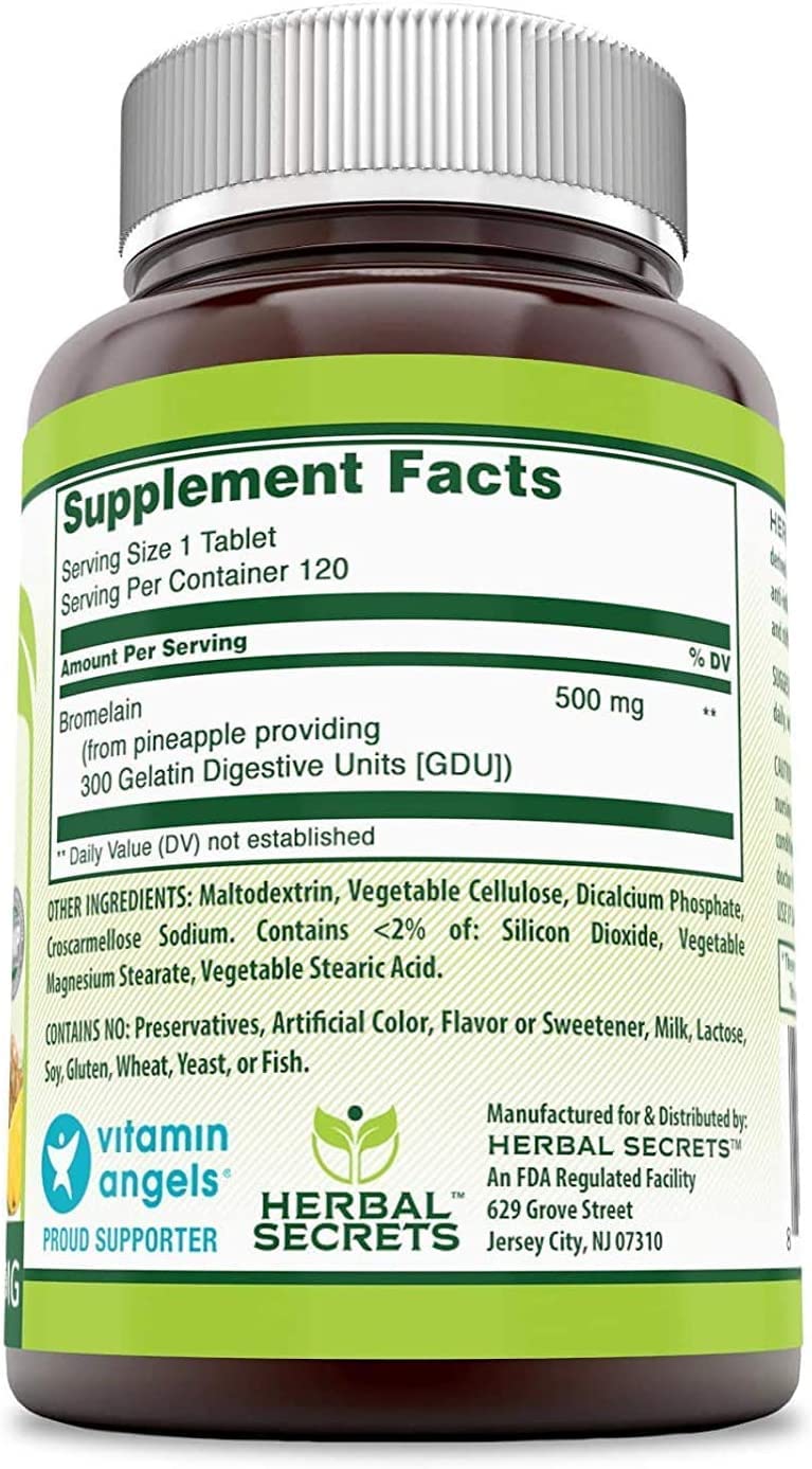 Herbal Secrets Bromelain digestive enzyme supplement packaging