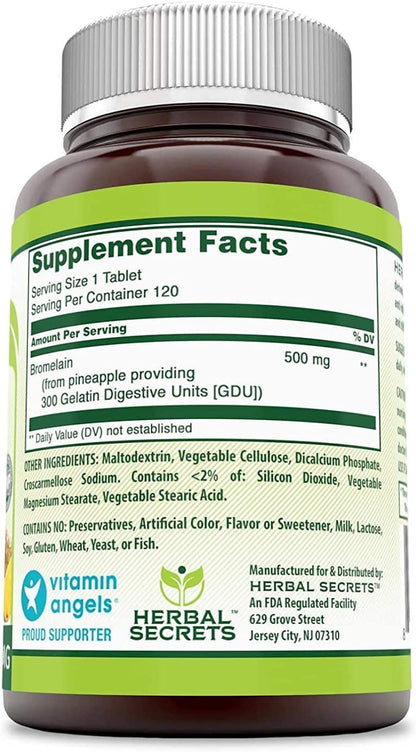 Herbal Secrets Bromelain digestive enzyme supplement packaging