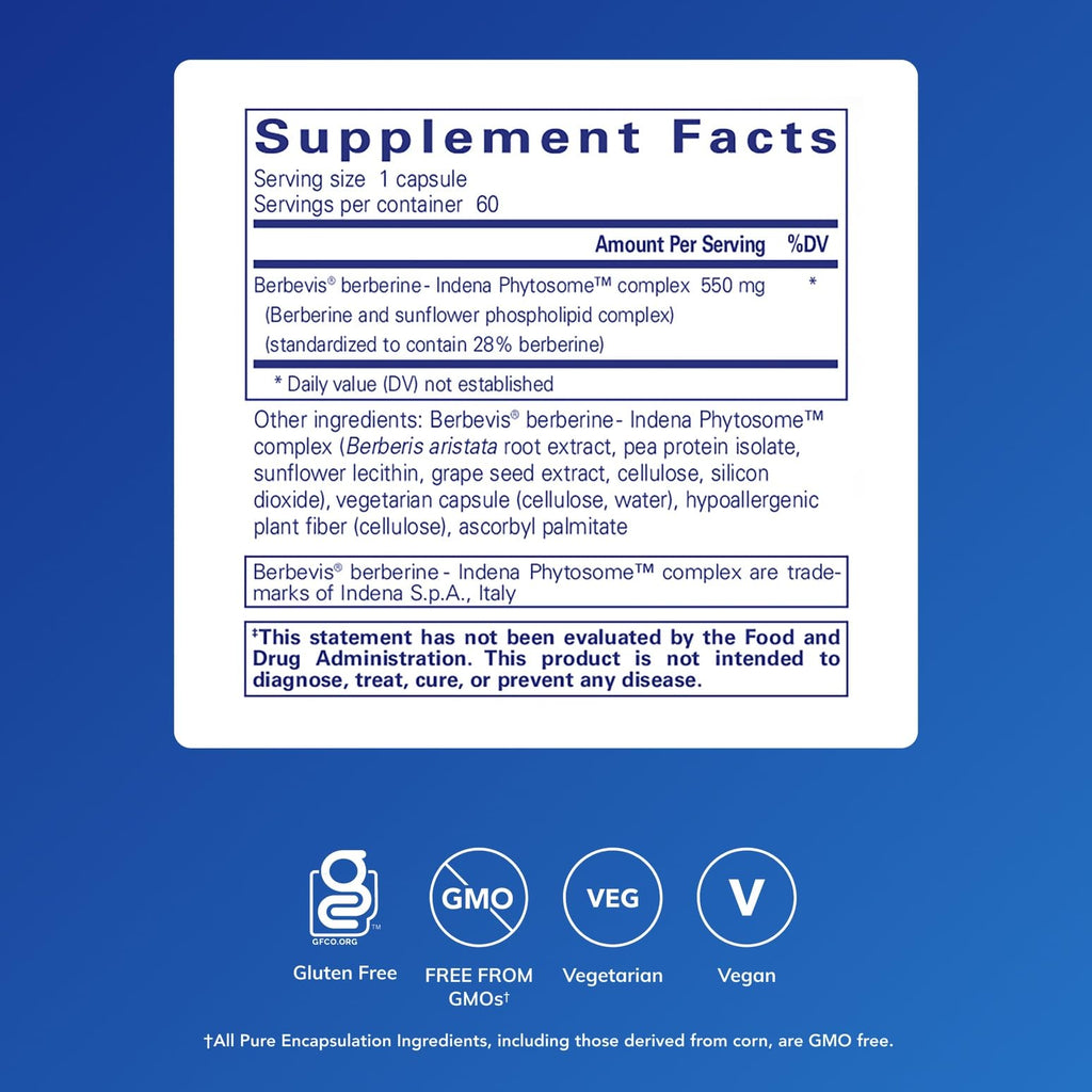 Pure Encapsulations Berberine UltraSorb supplement facts label