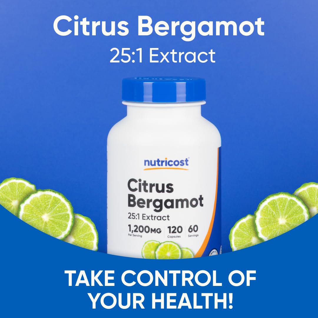 Nutricost plant based bergamot extract 1200mg serving size information back label