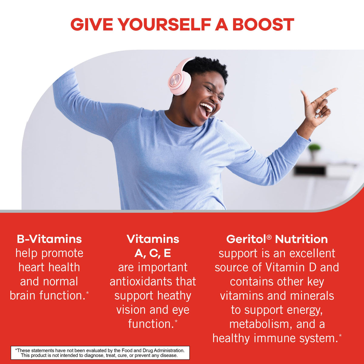 Geritol multivitamin dietary supplement bottle side angle