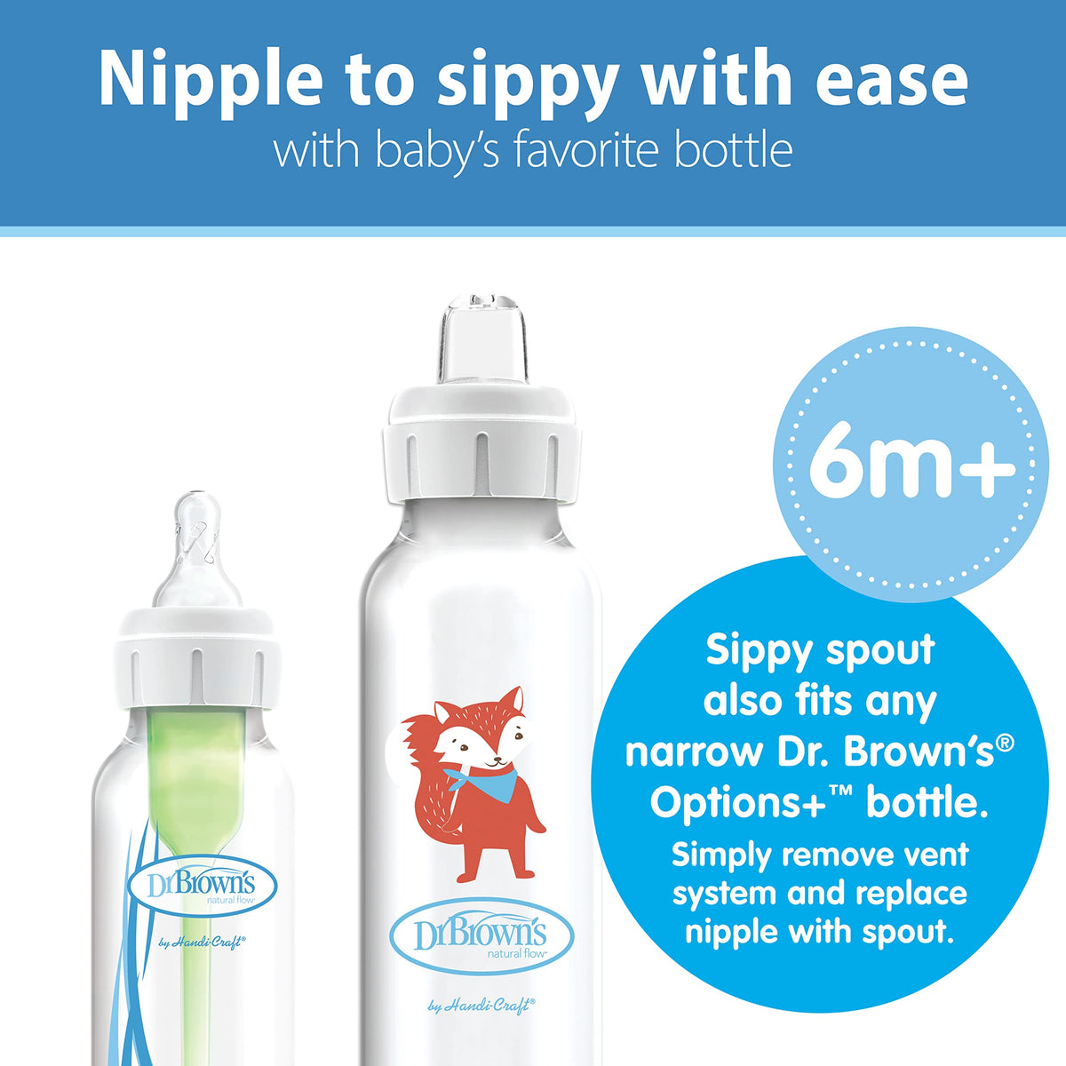 Dr. Brown's Milestones sippy bottle fox design side view