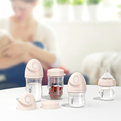 Two pack Gulicola anti-colic glass bottles with storage caps