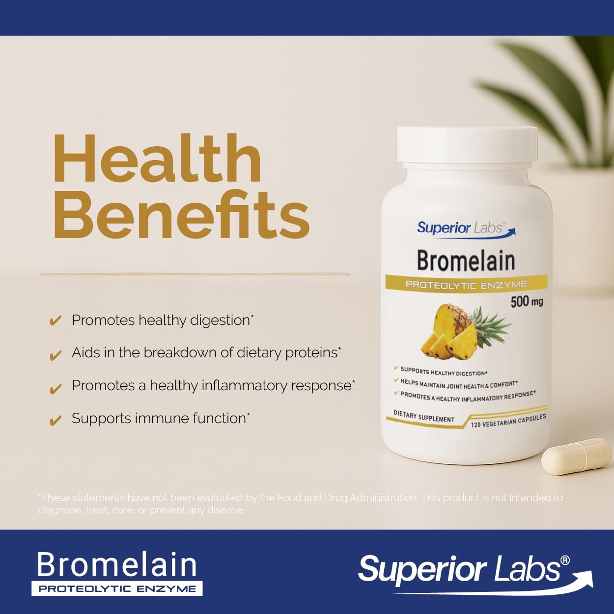 Superior Labs Bromelain supplement facts label