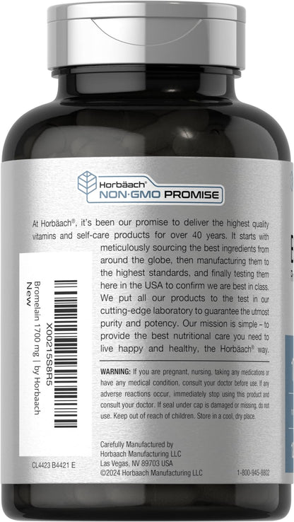 Horbäach Bromelain supplement facts label