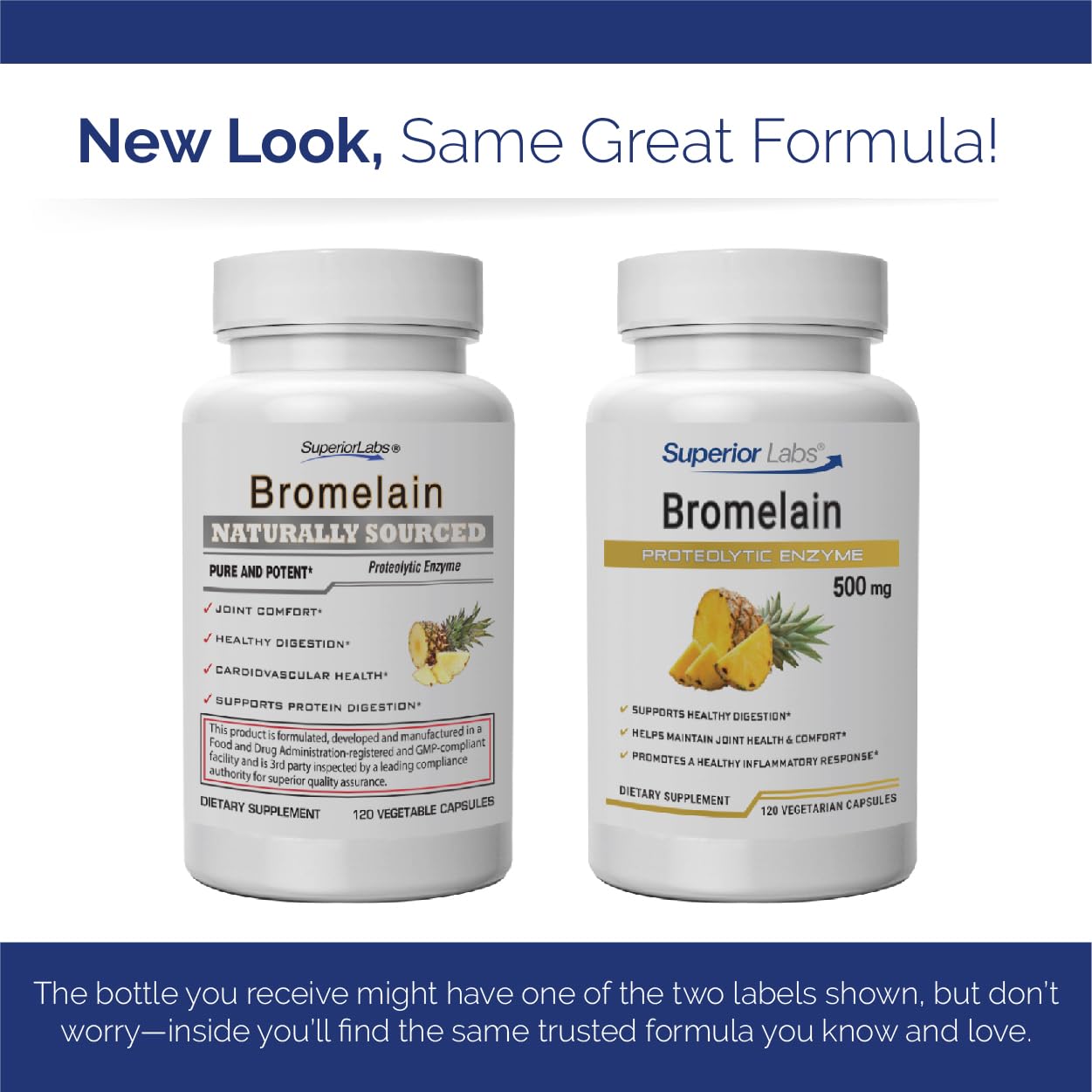 Superior Labs Bromelain 500mg 120 count bottle top view