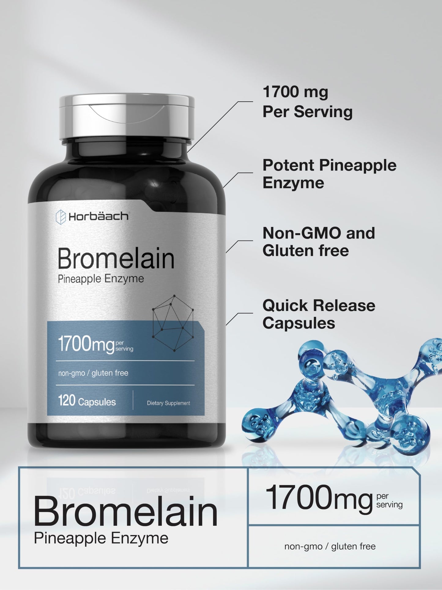 Horbäach Bromelain 1700 mg capsules texture