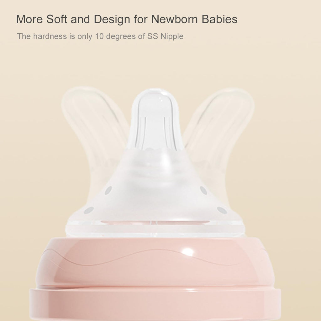 Side profile of Gulicola 5 fluid ounce glass feeding bottle