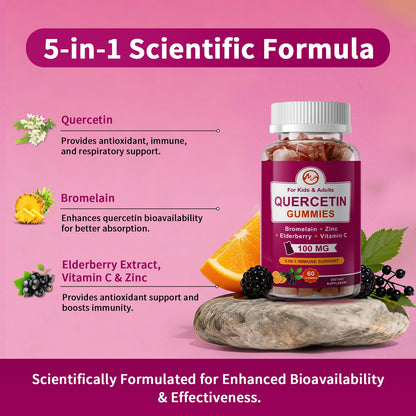 Close up of M Inch chewable quercetin gummies