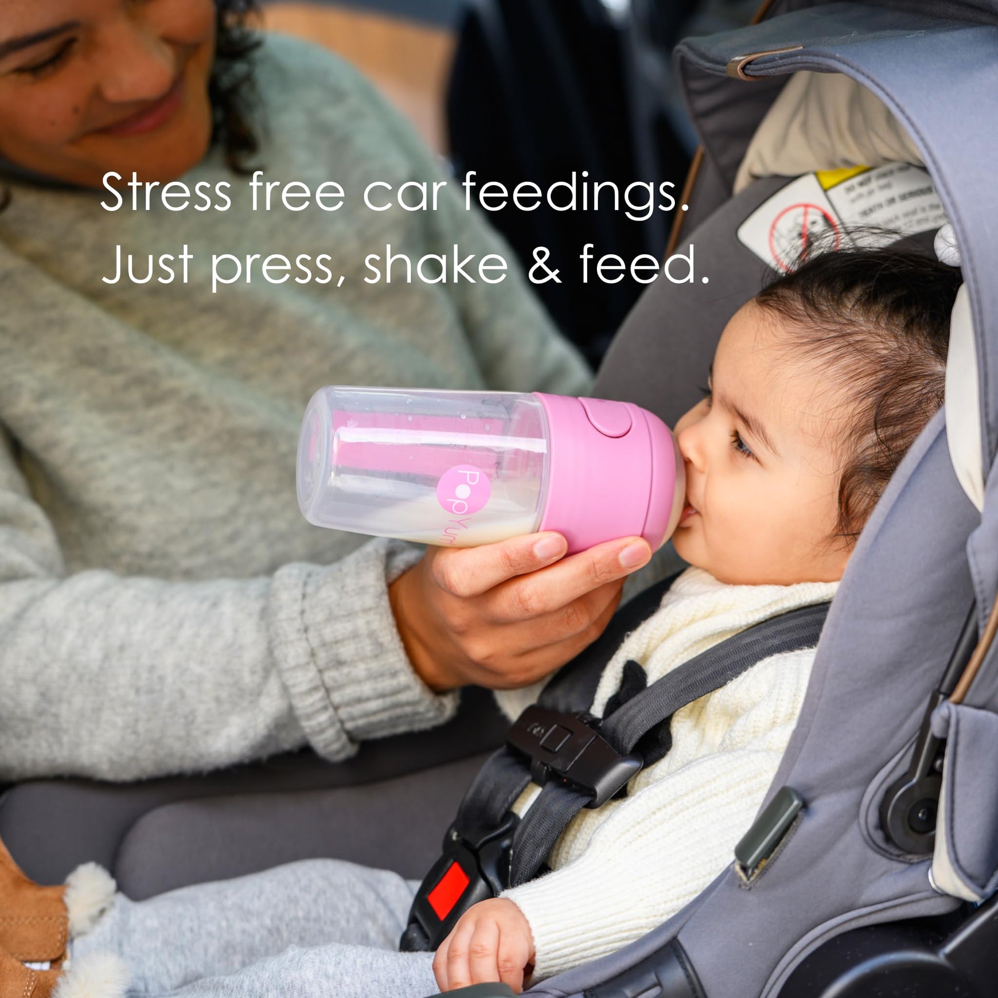 BPA-free components of PopYum formula mixing baby bottle