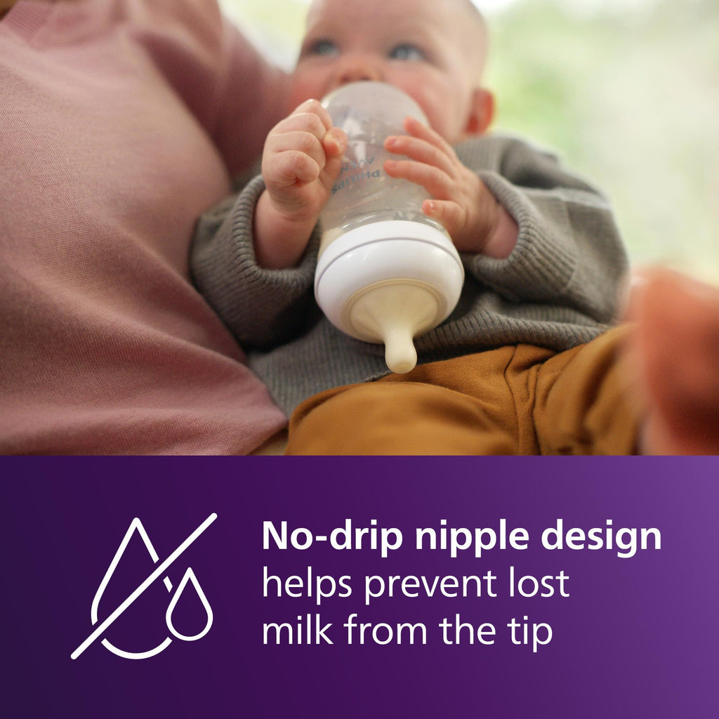 Top view of Philips Avent baby bottle with cap