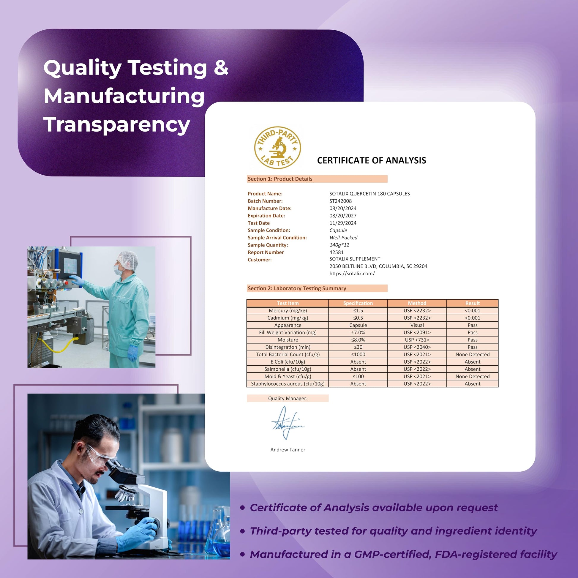 Premium imported Sotalix Quercetin supplement for immune health
