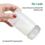 Comi glass breastmilk bottle with re-markable sealing disk