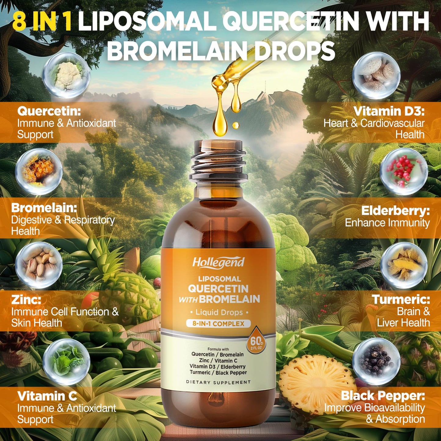 8-in-1 liposomal quercetin and bromelain formula details