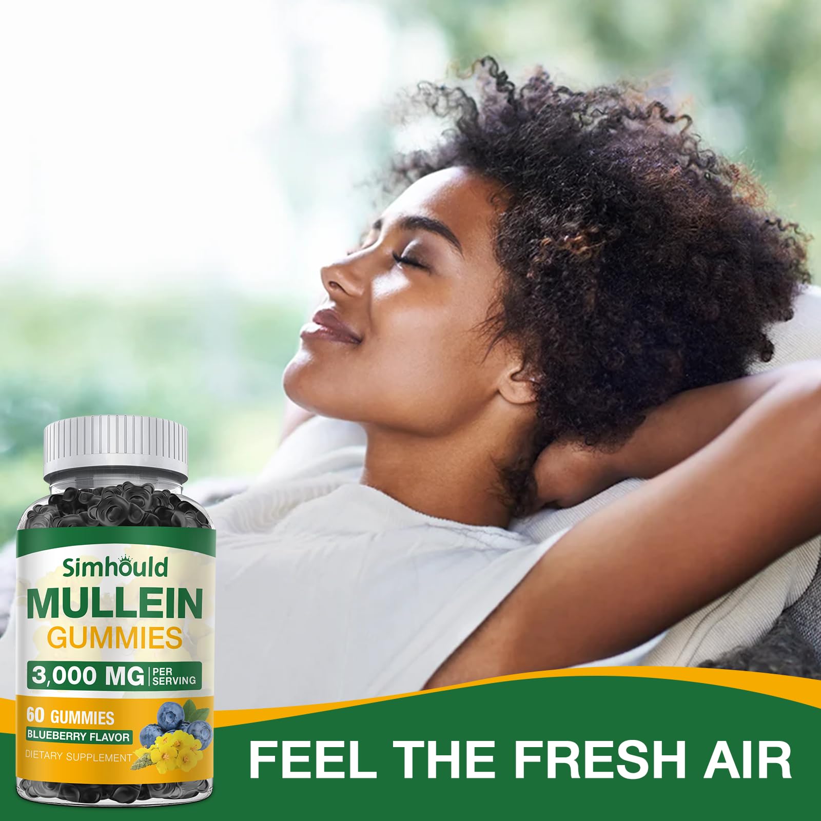 Blueberry flavored Mullein respiratory support supplement bottles