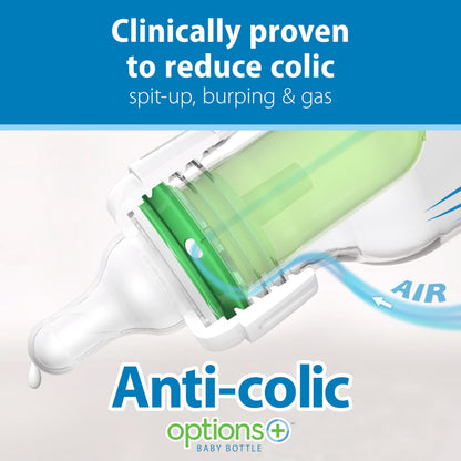 Dr. Brown's baby bottle showing the internal anti-colic vent system components