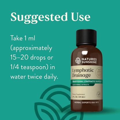 Side view of Nature's Sunshine lymphatic support liquid bottle