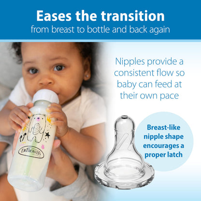 Top down view of Dr. Brown's 250 milliliter narrow baby bottle pack