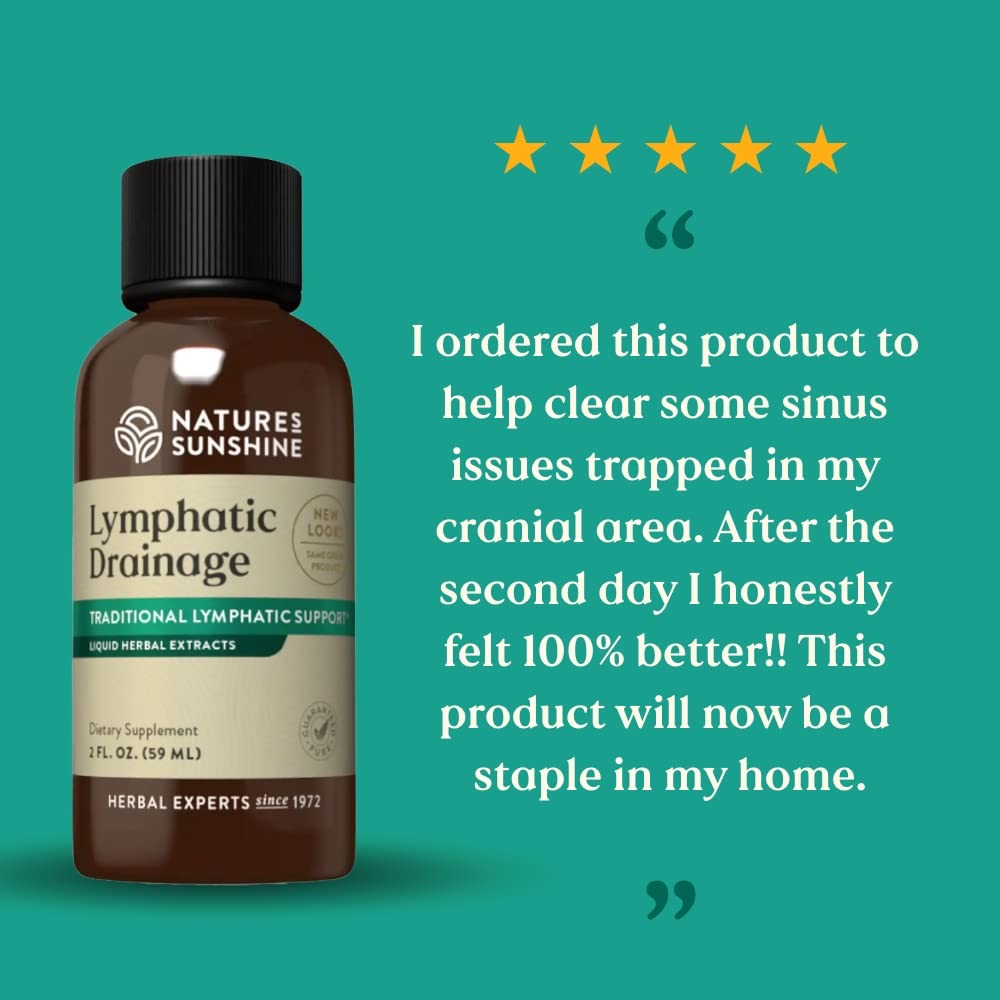 Close up of Nature's Sunshine Lymphatic Drainage 2 fluid ounce bottle