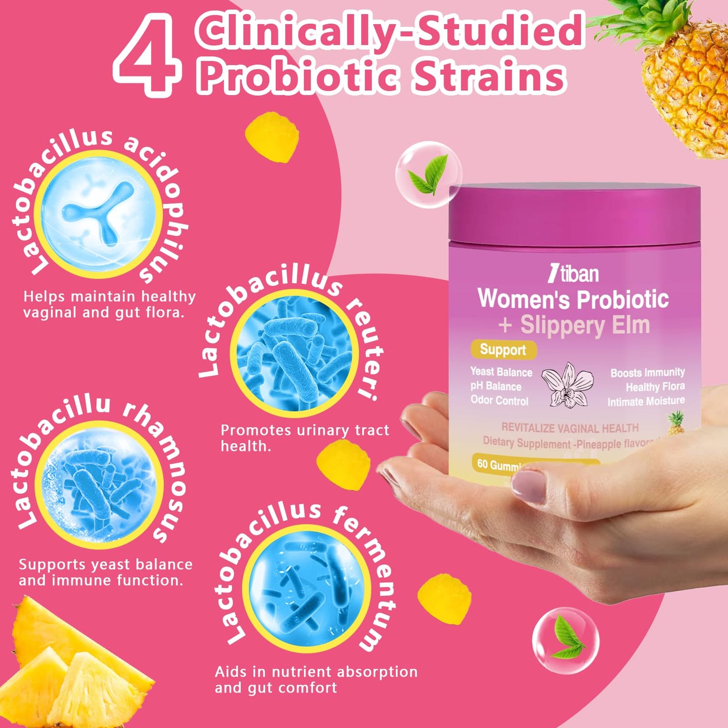 Itiban women's probiotic gummies bottle side label details
