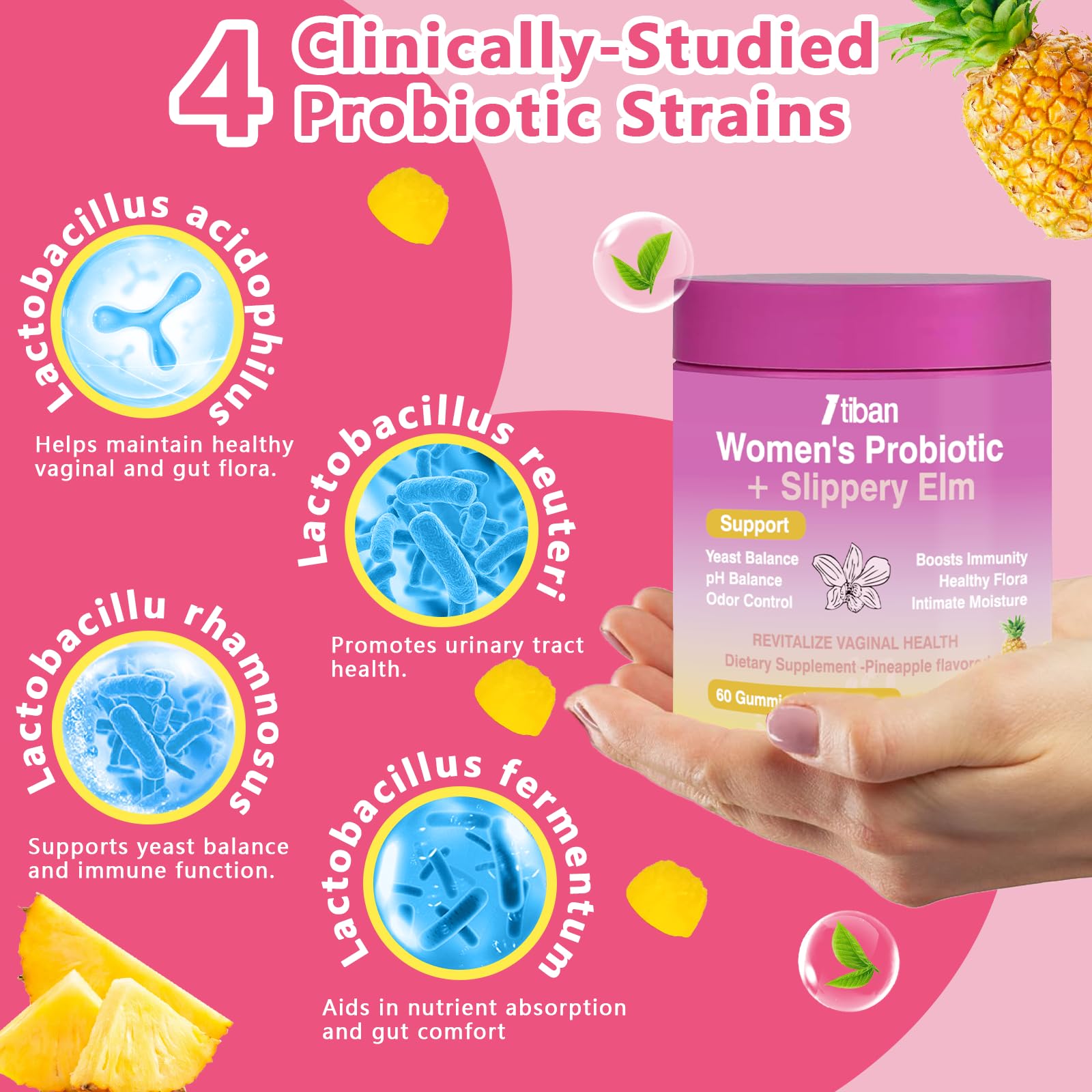 Itiban women's probiotic gummies bottle side label details