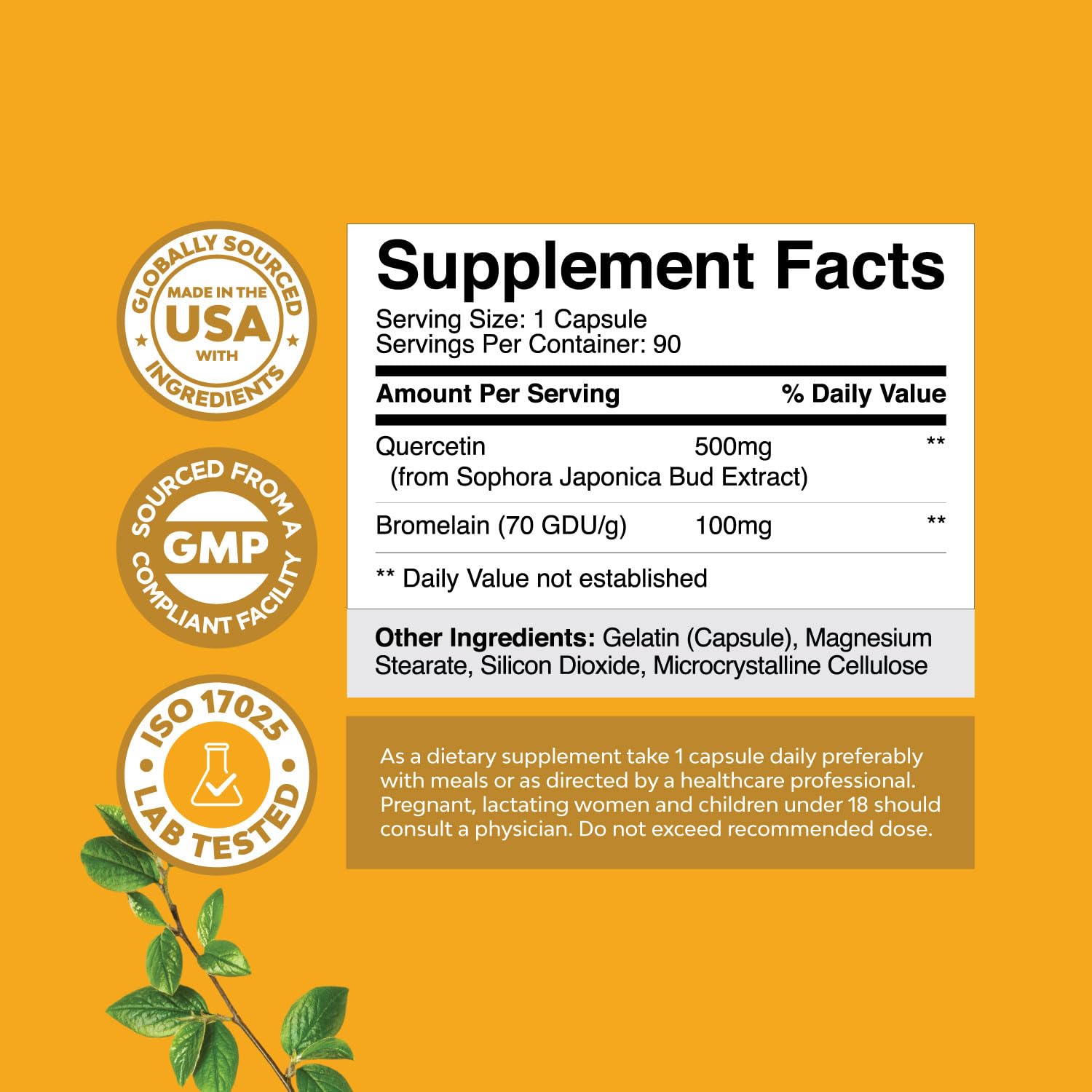 Side view of Natures Craft immune support supplement bottle