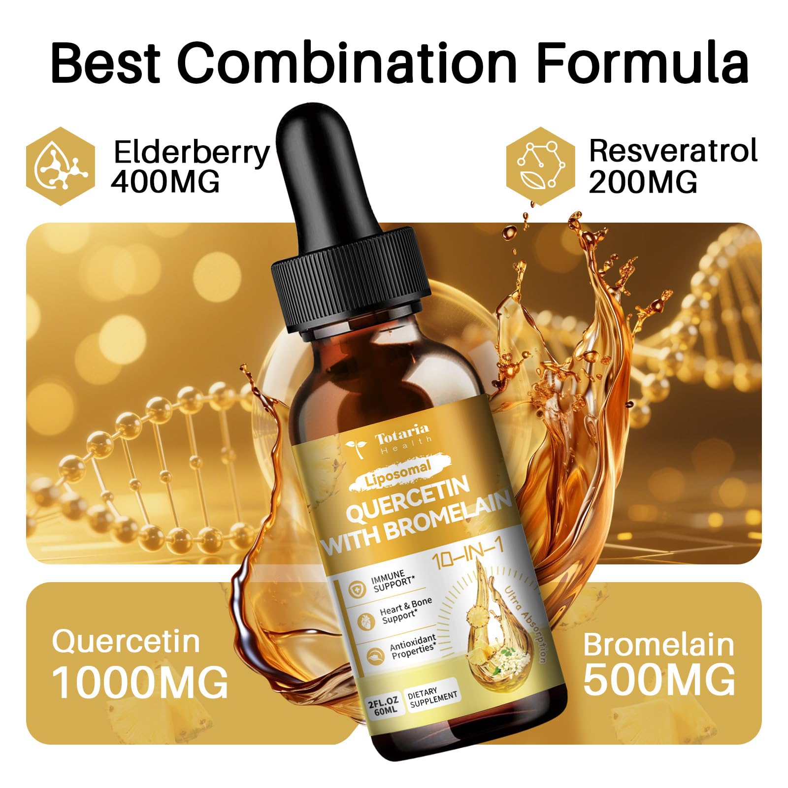 Totaria liquid supplement bottle with pineapple flavor label