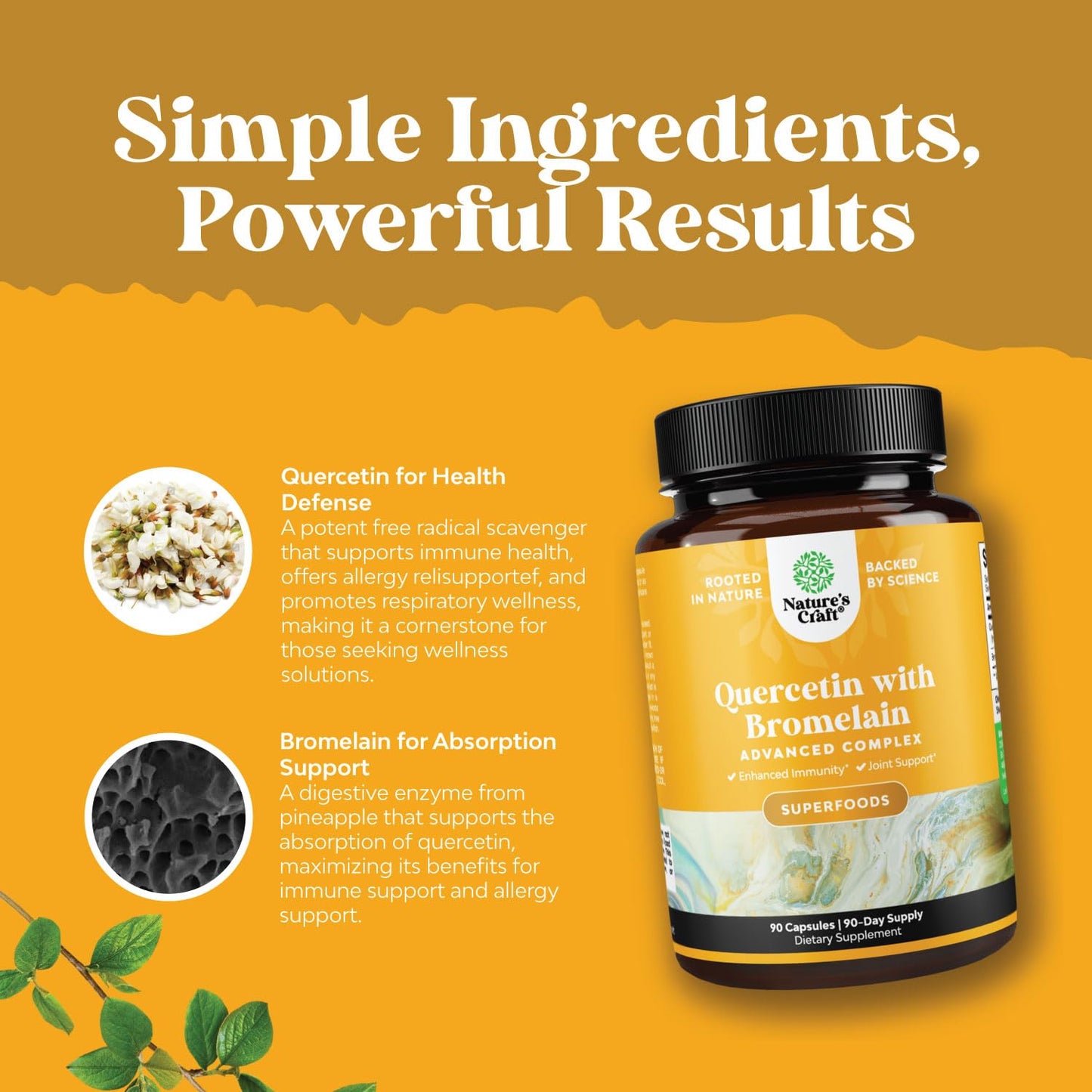 Close up of Natures Craft quercetin with bromelain packaging