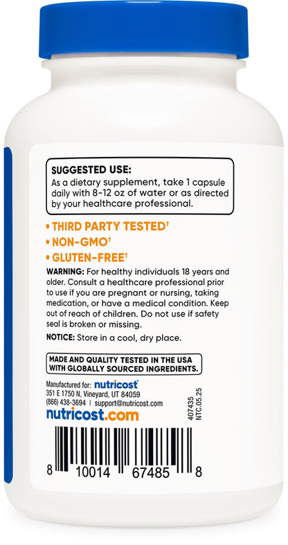 Close up of authentic Nutricost Boron mineral supplement manufactured in a GMP compliant facility