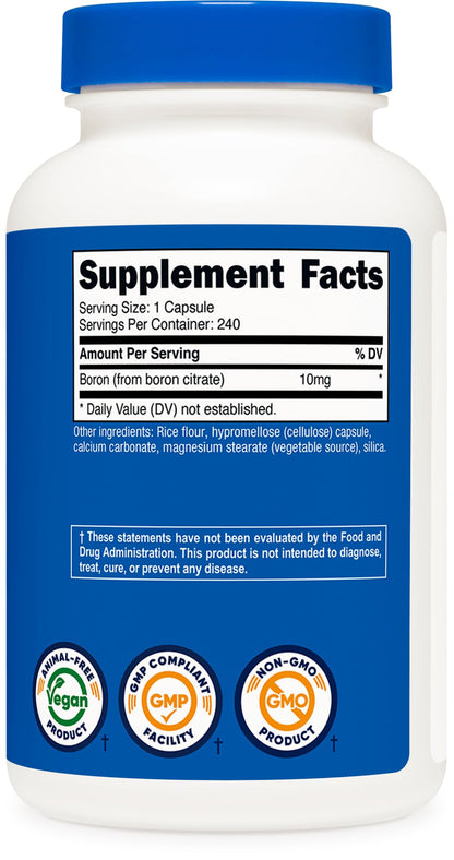 Nutricost Boron trace mineral capsules bottle seal and product expiration details for authenticity verification