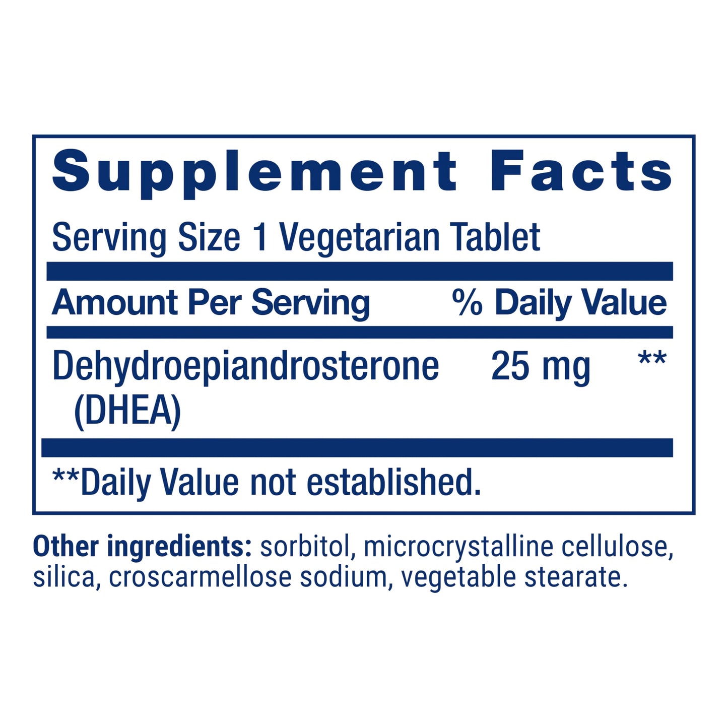 Side view of Life Extension DHEA 100 tablet bottle