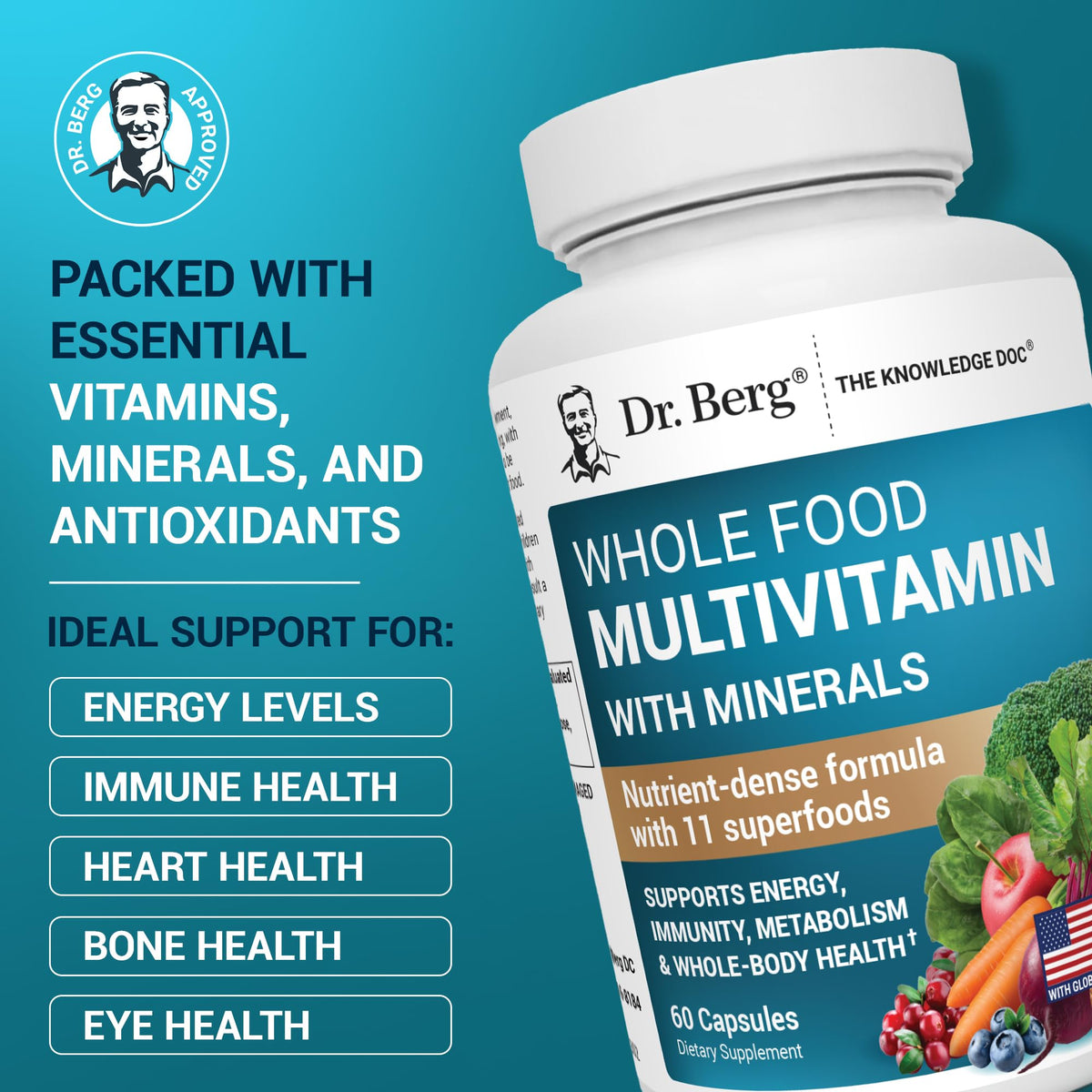 Dr. Berg Whole Food Multivitamin supplement facts label