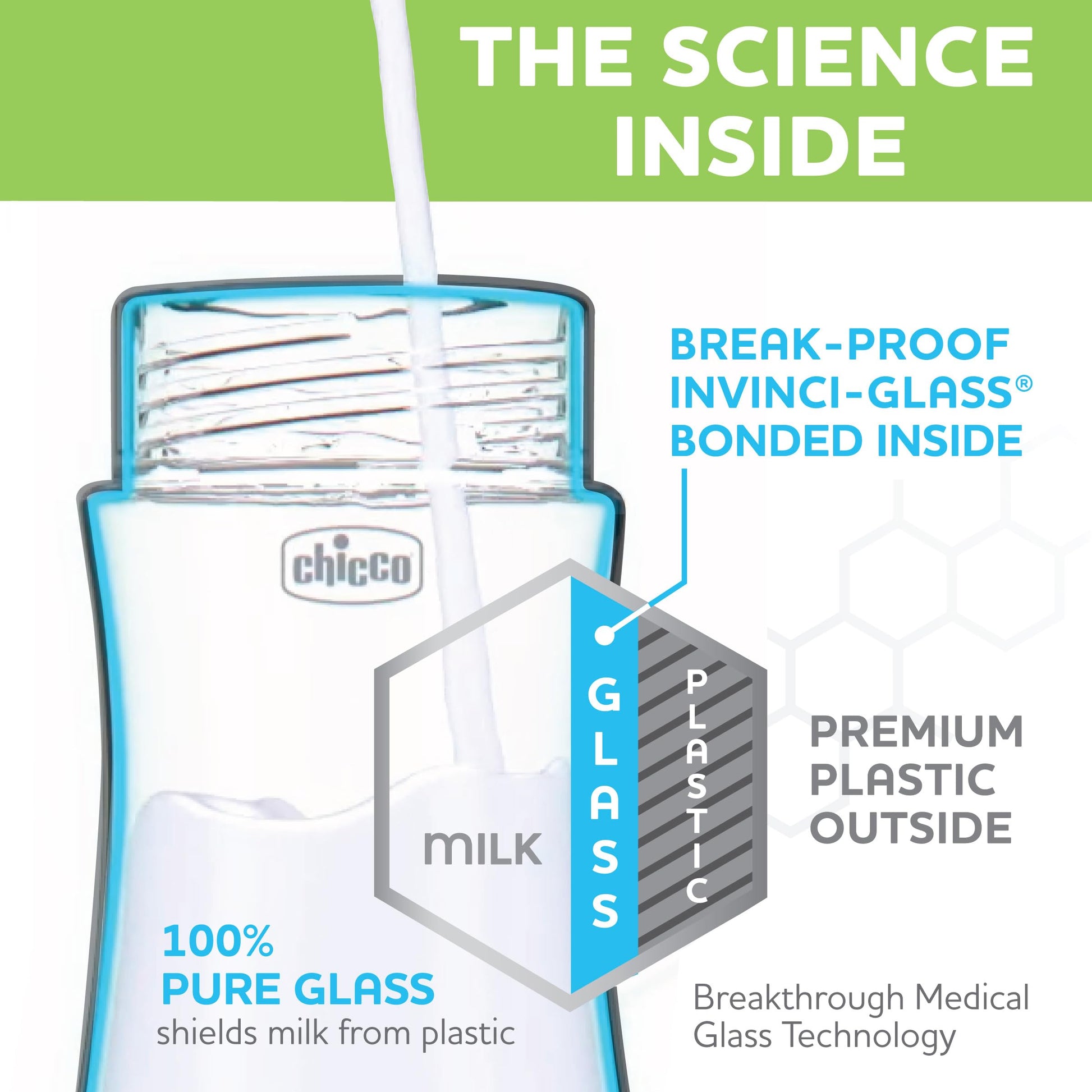 Side view of Chicco Duo bottle with laser-etched markings