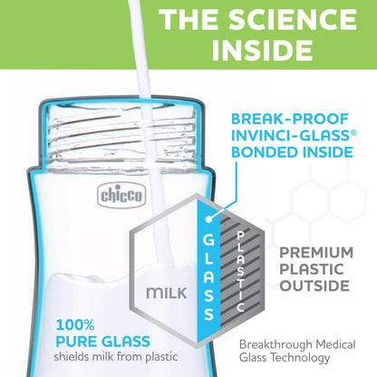 Side view of Chicco Duo bottle with laser-etched markings