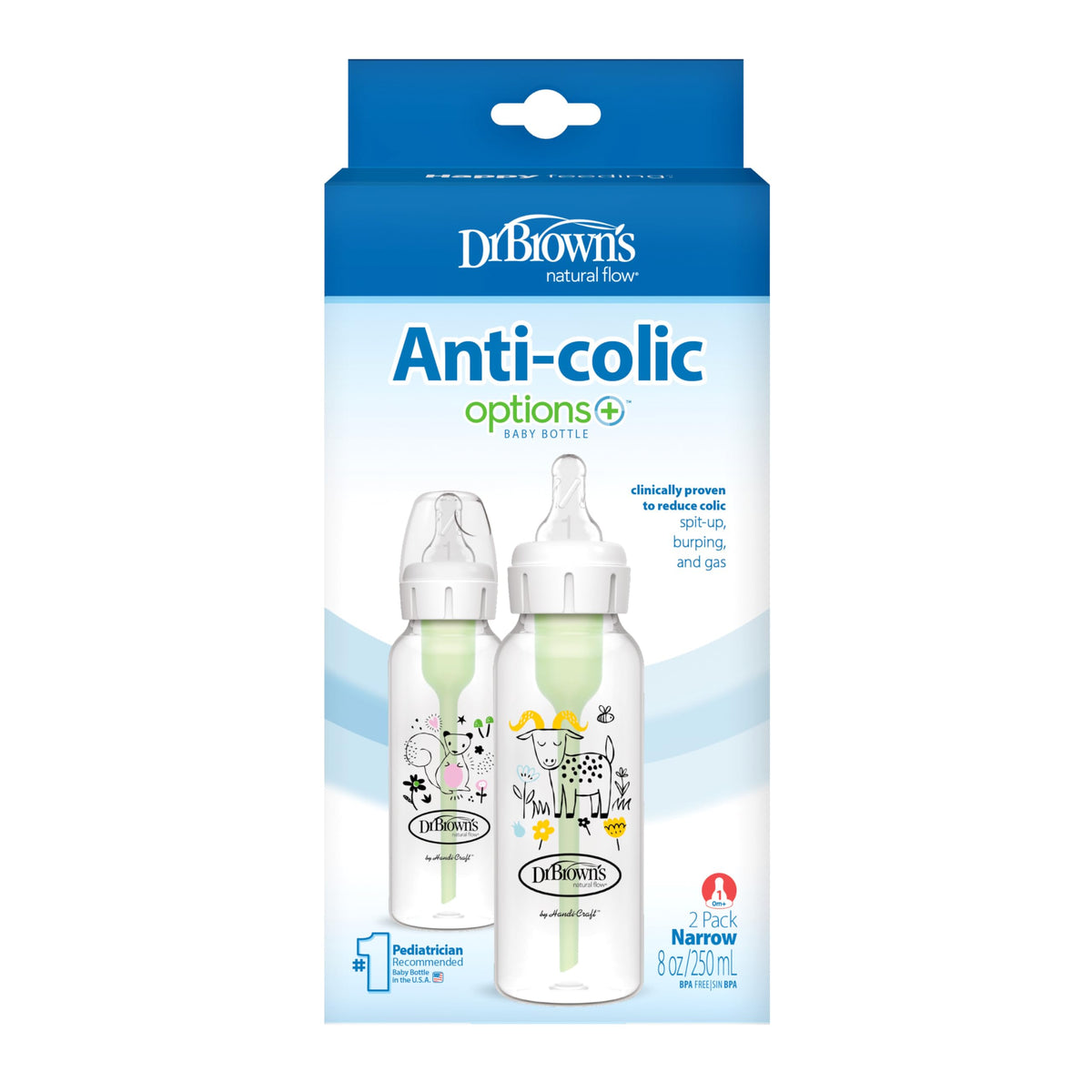 Dr. Brown's baby bottle with anti-colic vent assembled
