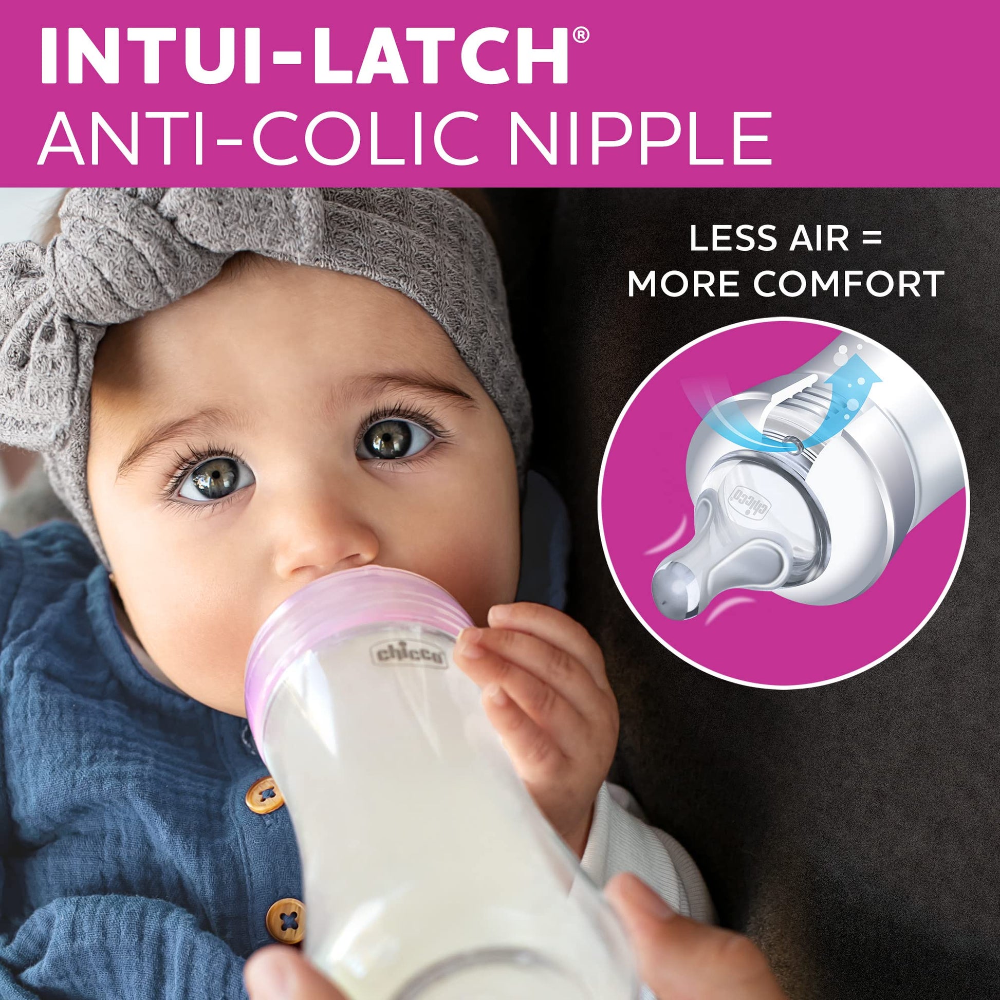 Chicco Duo baby bottle anti-colic Intui-Latch nipple detail