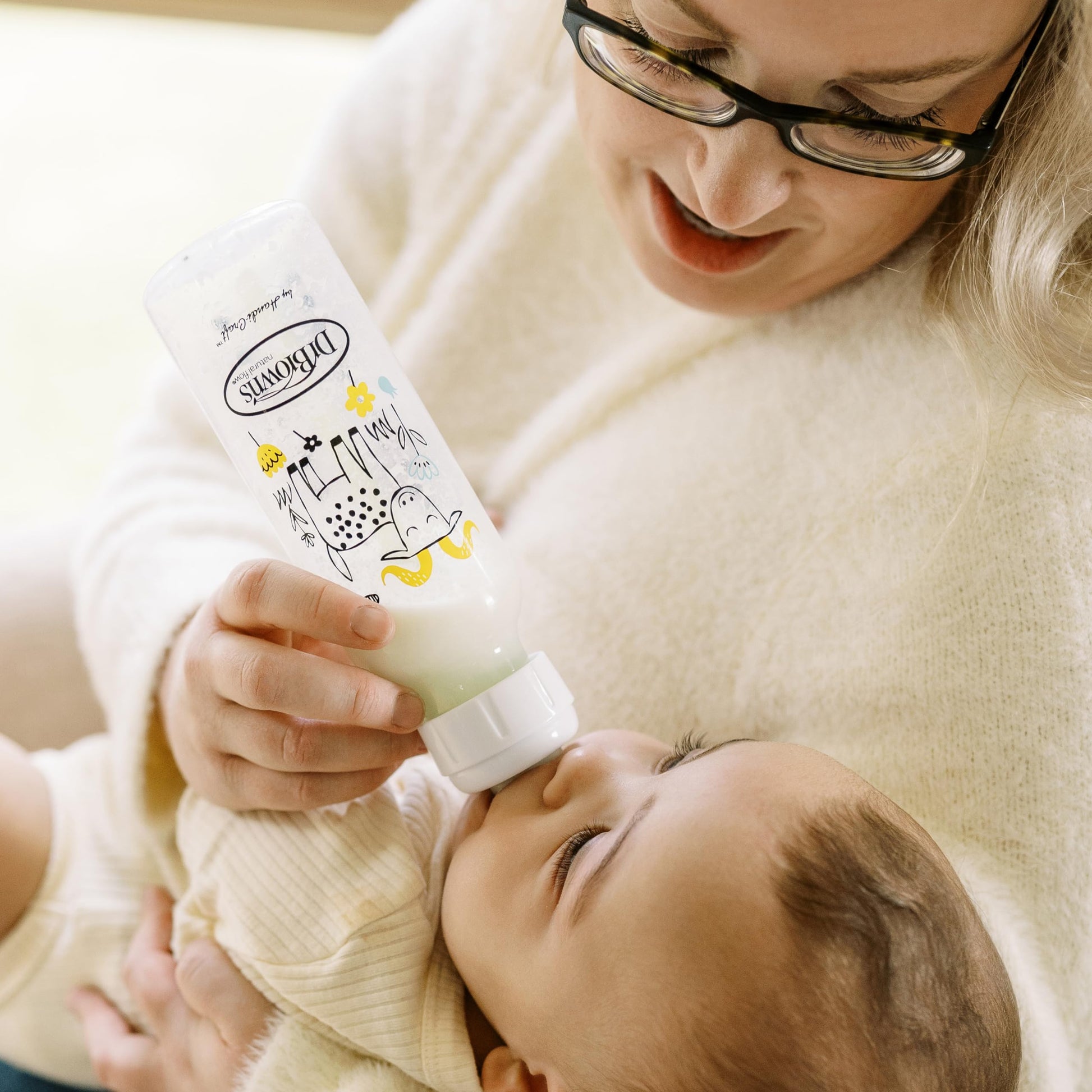 BPA-free label and product information on Dr. Brown's bottle packaging