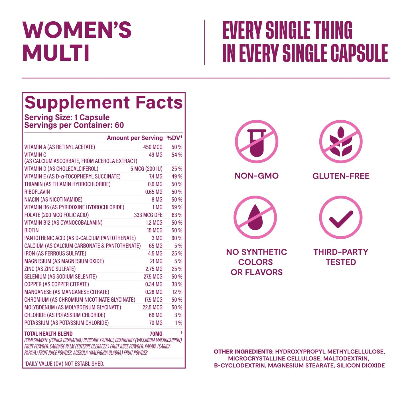 H Habit 60 count women's multivitamin bottle studio shot