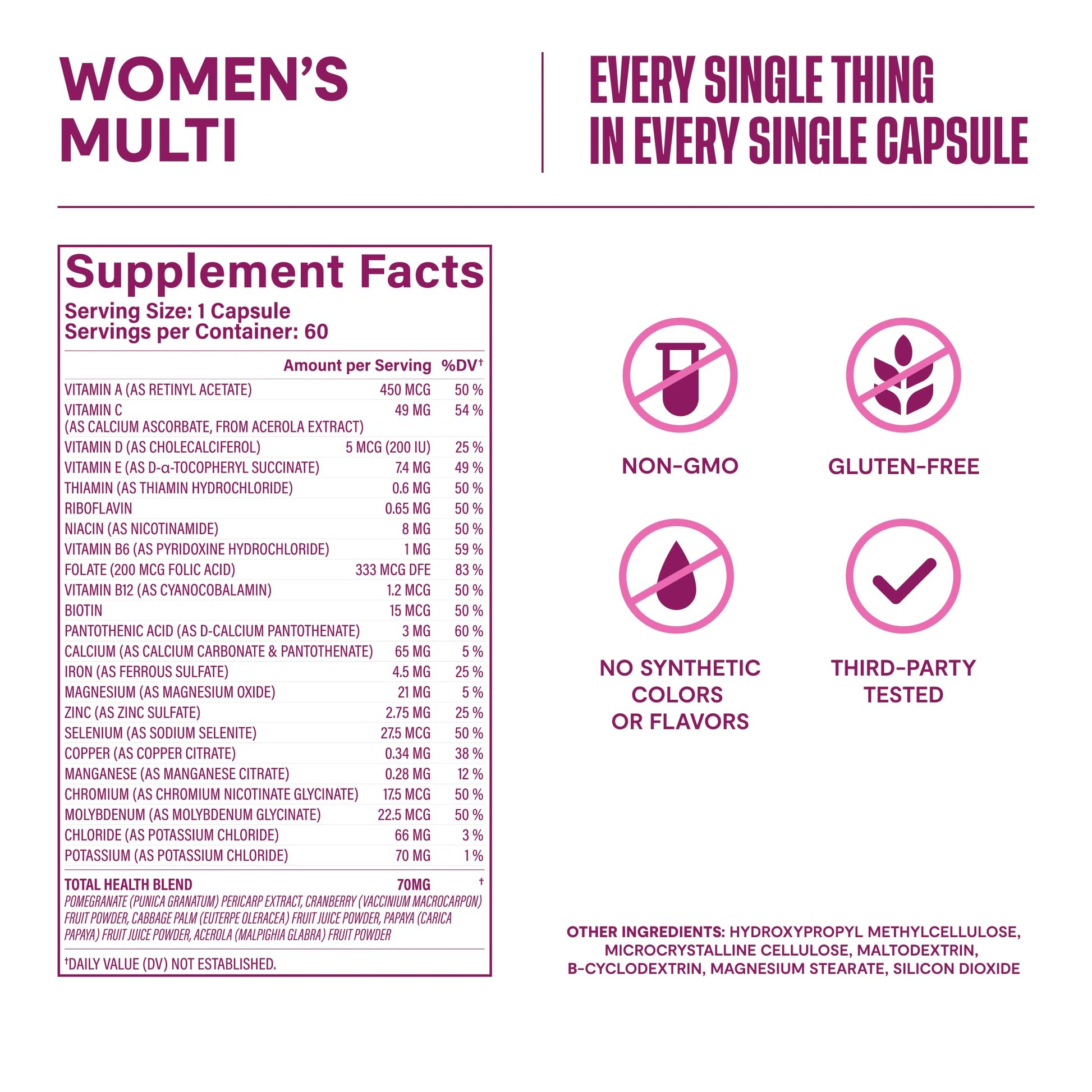 H Habit 60 count women's multivitamin bottle studio shot