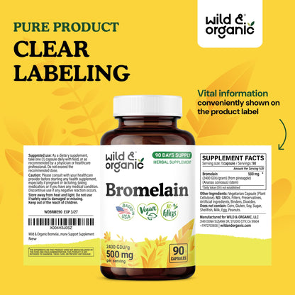 Natural pineapple extract bromelain supplement by Wild and Organic