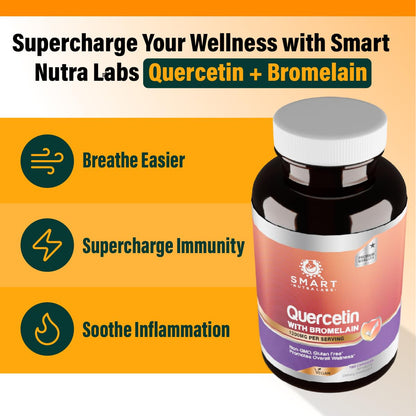 Supplement facts label for Smart Nutra Labs Quercetin Bromelain